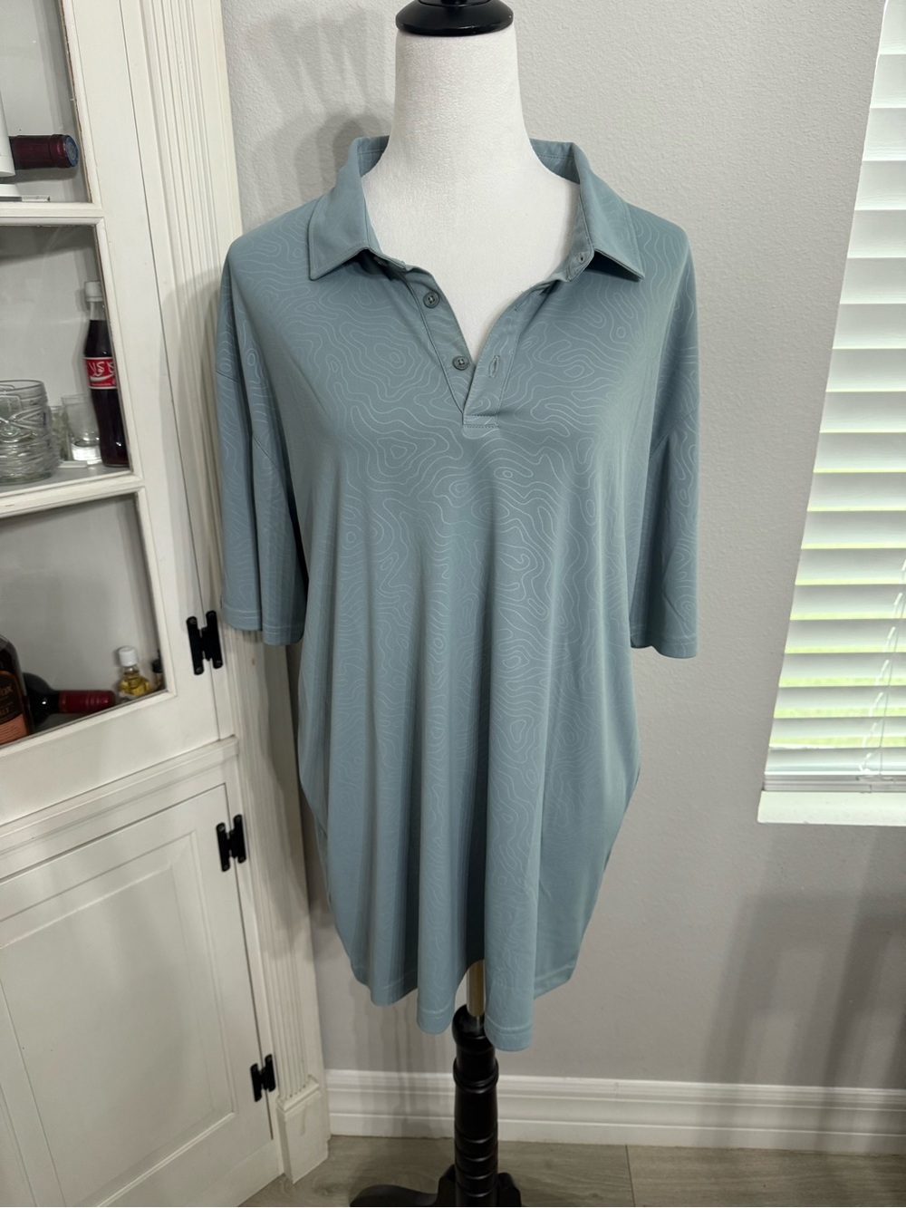 Swannies Golf Light Sage Polo Top with Subtle Contour Print